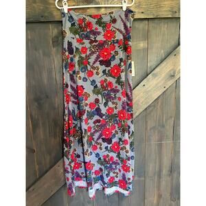 Lularoe Maxi Skirt Womens Extra Large Grey Multicolor Floral Colorful Long New